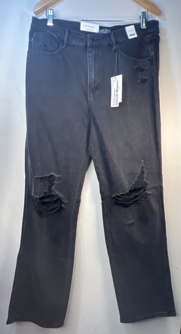 Judy Blue Jeans Women’s 15 32 Stretch Back Black Distressed Denim Slimming 36*33